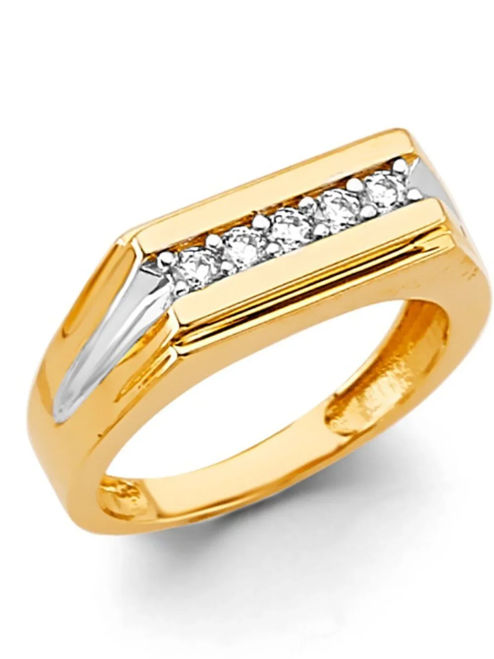 New 14k Yellow Gold and white gold unisex Wedding Band Pinky Ring
